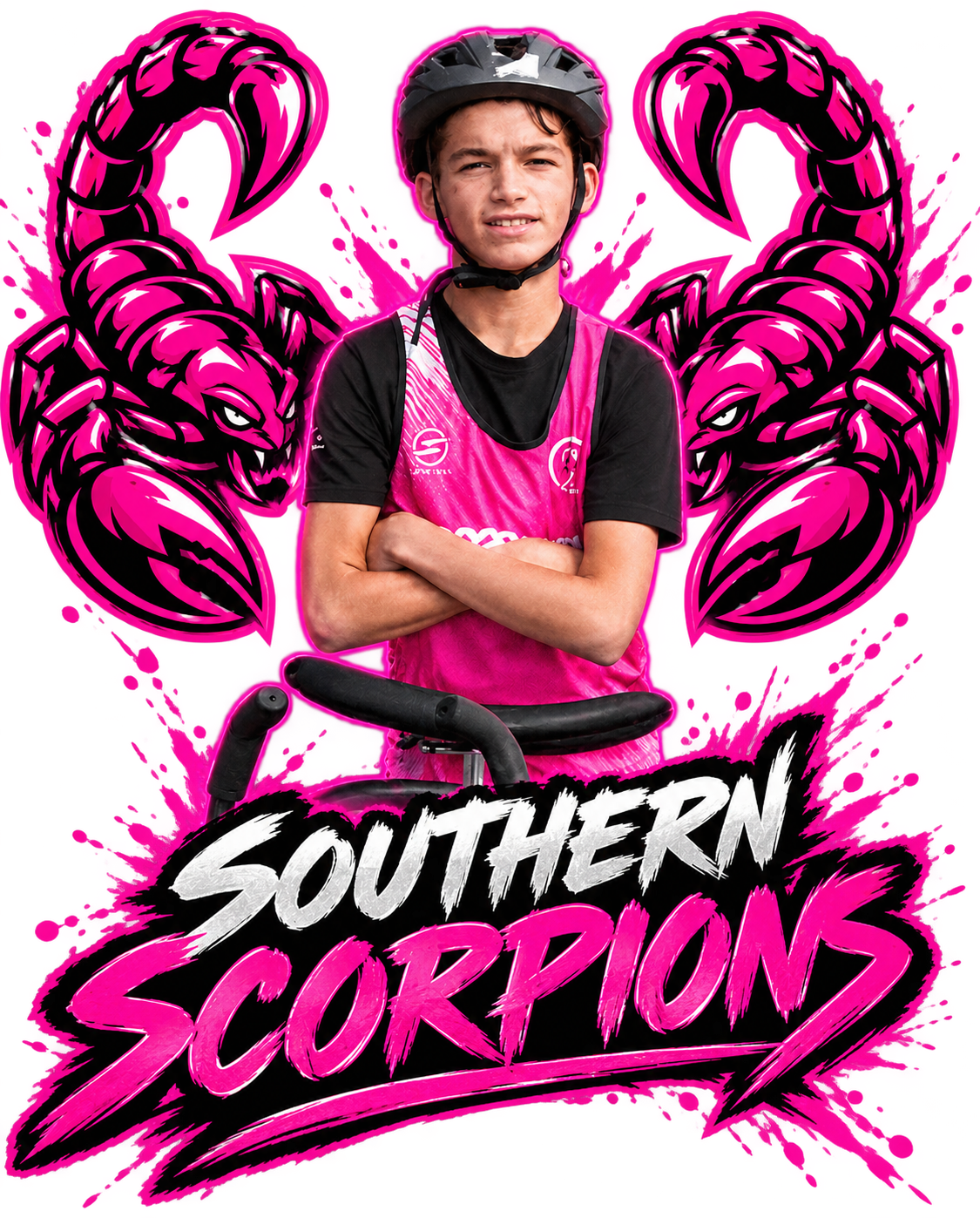 James racing for the Southern Scorpions frame running team